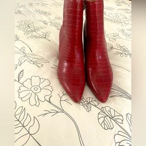 Red Snake Skin Heeled Bootie Size 7